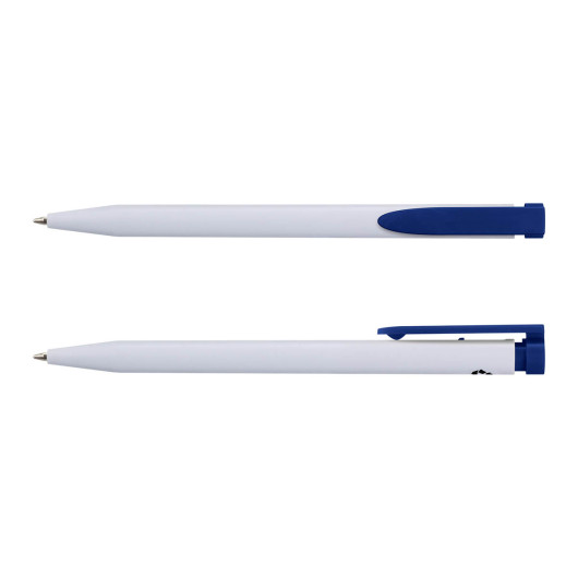Recycled ABS Plastic Pens White Blue